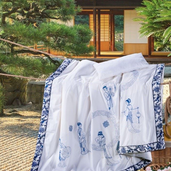 古韻繡花印染春秋被  全棉衍縫繡花被 冷氣被夏被批發(fā)空調(diào)被