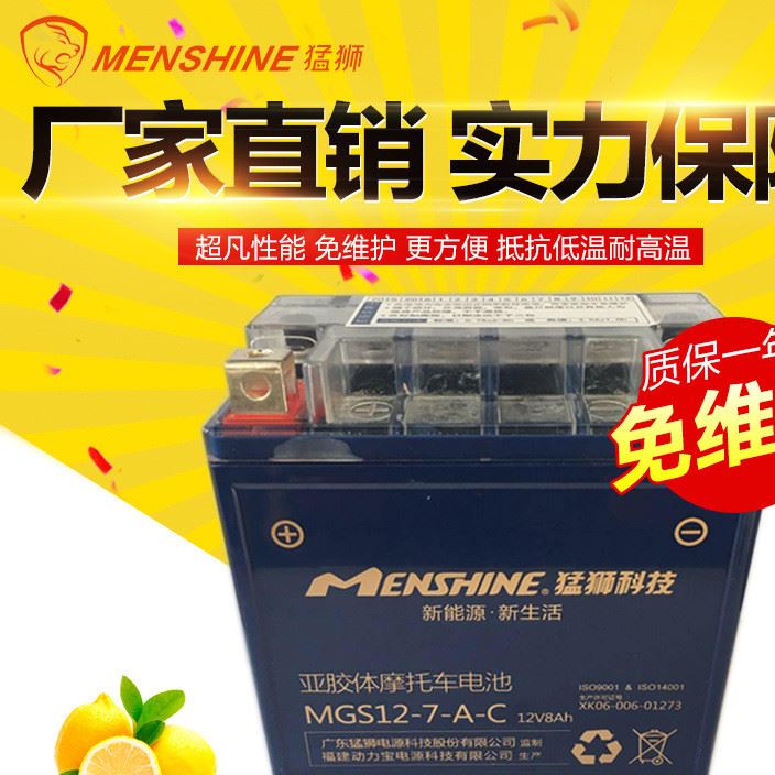 猛獅 鉛碳納米膠體摩托車啟動用蓄電池 12V8AH摩托車蓄電池
