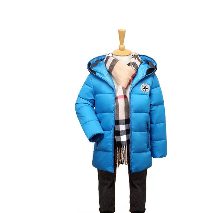 新兒童羽絨棉服秋冬大眼睛新款中大兒童裝羽絨棉服中長款連帽外套
