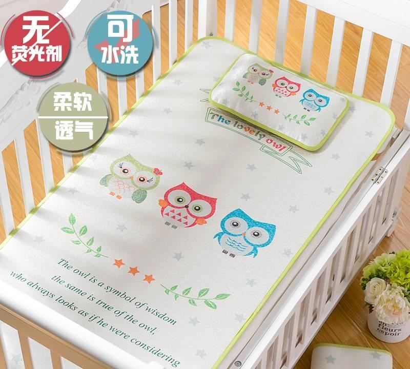 可機洗嬰兒涼席冰絲卡通3D寶寶床涼席子套件幼兒環(huán)保席