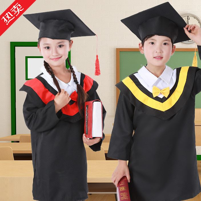 幼兒園博士服 兒童博士服帽 包郵小學(xué)生畢業(yè)照學(xué)士禮服裝批發(fā)