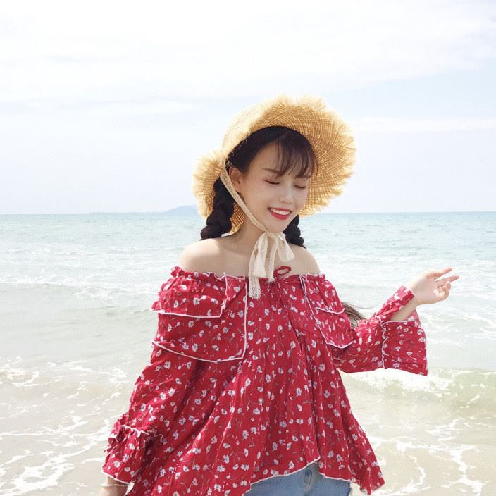 實(shí)拍 2017夏季新款女裝 甜美可愛少女風(fēng)荷葉邊系帶棉布上衣女