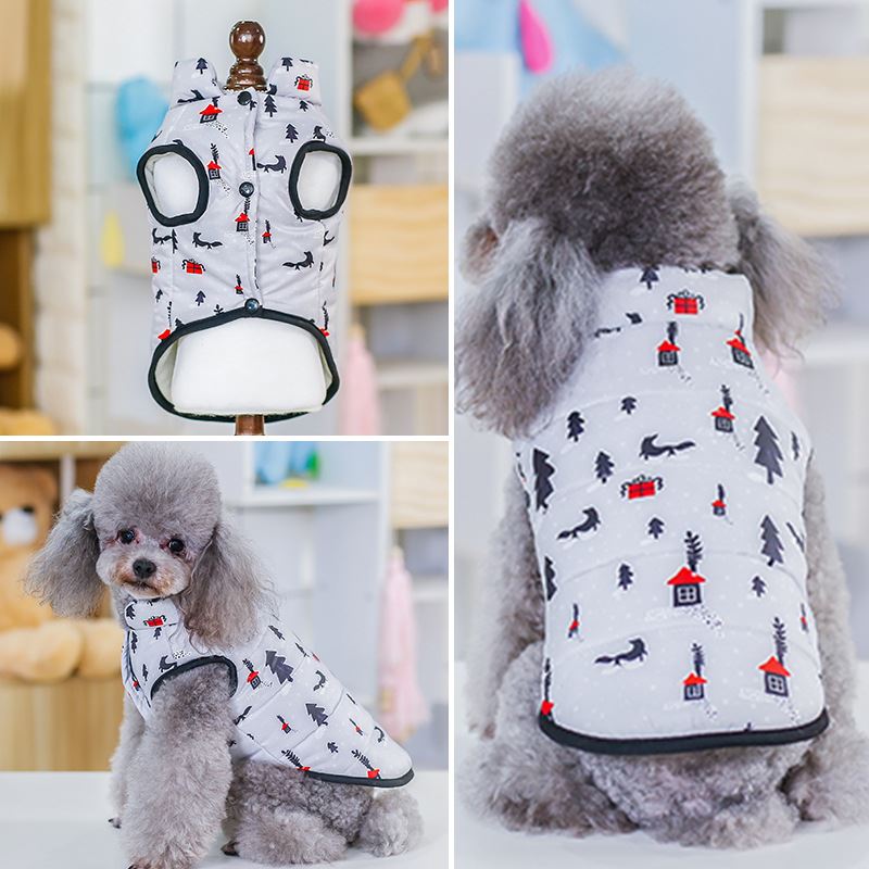 跨境 寵物狗衣服2018秋冬新款棉衣馬甲雪地棉背心寵物服裝廠家
