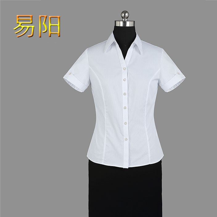新款修身短袖女士襯衫 色商務(wù)v領(lǐng)襯衫工作襯衫供應(yīng)直銷批發(fā)