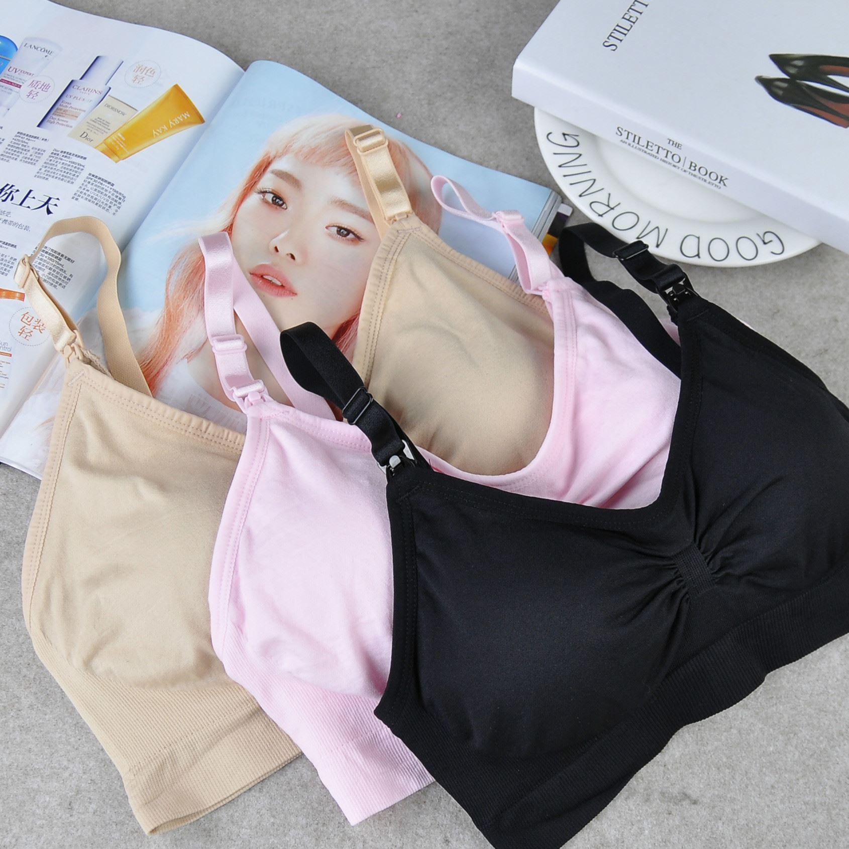 孕婦內(nèi)衣哺乳胸罩色簡約款 前開扣文胸 哺乳文胸孕婦文胸