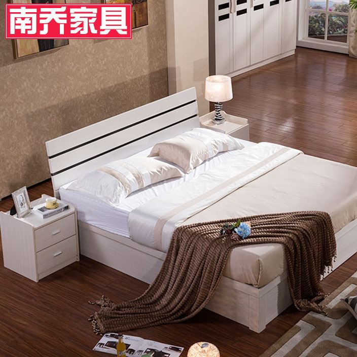 簡約現代板式床 氣動收納高箱儲物床 簡易整體大衣柜定制