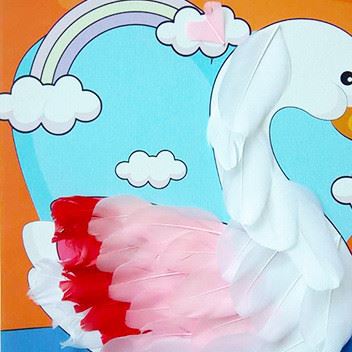 儿童羽毛粘贴画diy玩具创意手工玩具羽毛贴画