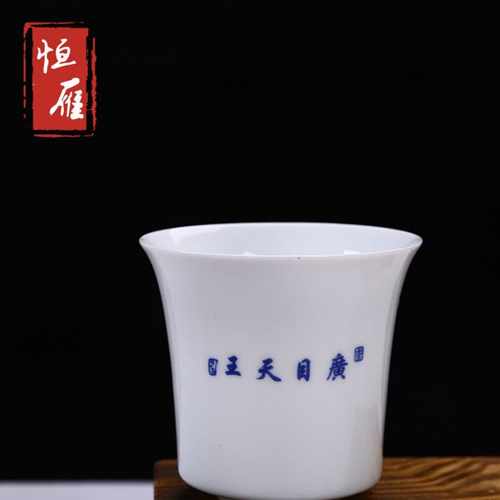 透光茶杯廠家直銷四大天品茗杯握手杯青花手繪品茗杯 定制logo