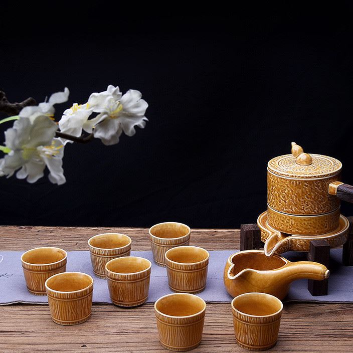 茶香石墨復(fù)古全自動(dòng)茶具套裝時(shí)來運(yùn)轉(zhuǎn)防燙懶人泡茶器家用禮盒裝