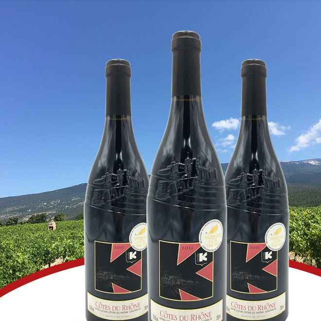 紅K干紅葡萄酒AOC法國原瓶原裝羅納河谷法定產區750ml葡萄酒