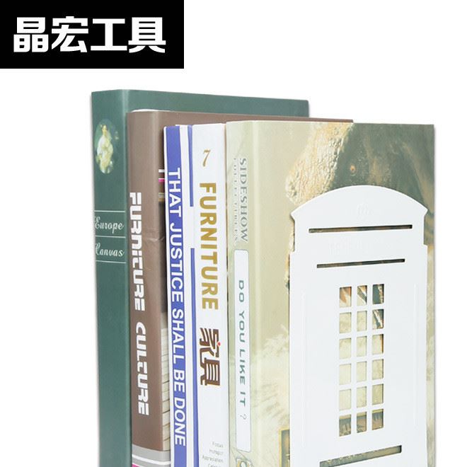 創意金屬書夾書立 電話亭鐵書擋韓國卡通文具 廠家批發兩片價