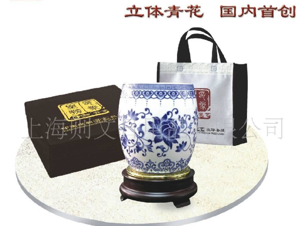 青花瓷旋轉(zhuǎn)筆筒 辦公用品  定做筆筒 陶瓷筆筒  商務(wù)禮品