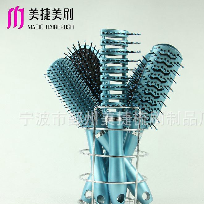 廠家直銷(xiāo)氣囊按摩美發(fā)梳 圓筒氣墊卷發(fā)梳子套裝 磁性能頭皮梳精品