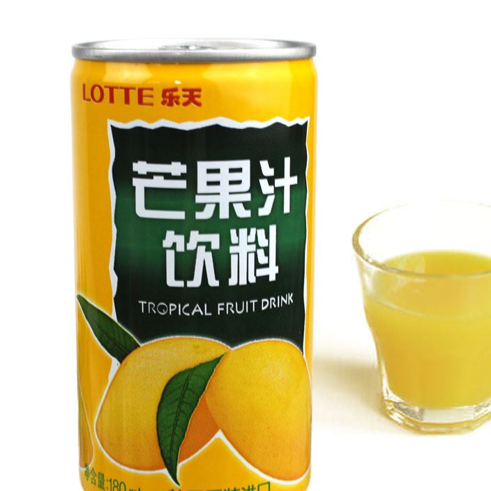 韓國食品 樂天芒果汁飲料批發(fā) 180ml90聽/箱 原裝休閑零食