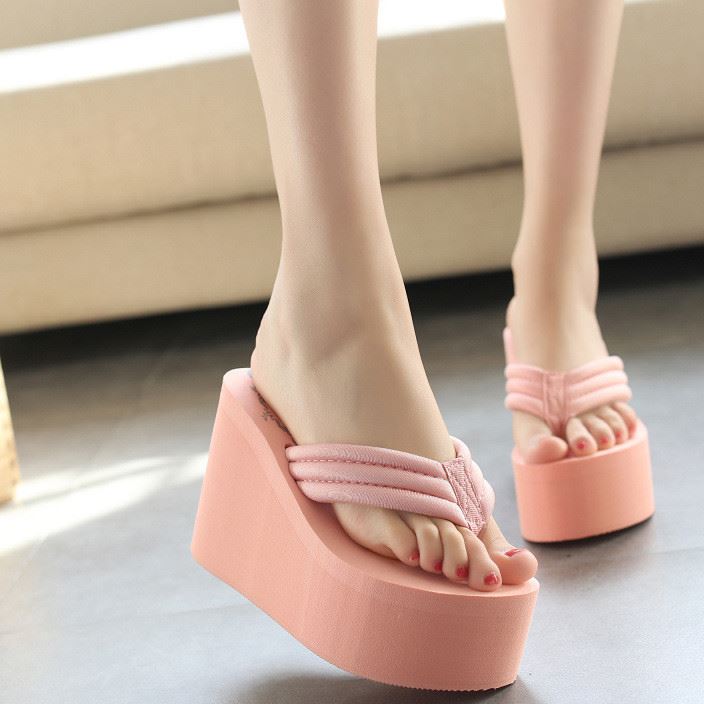 女式防滑超高跟人字拖夏季夾拖坡跟厚底夾腳沙灘鞋廠家直銷 批發