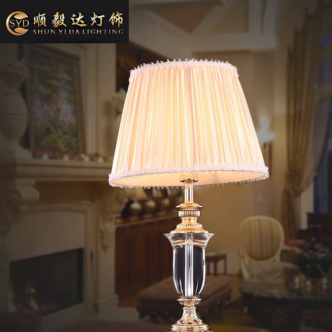 led歐式仿古臥室客廳書房花瓶造型布藝簡約臺燈 中柱廠家直銷