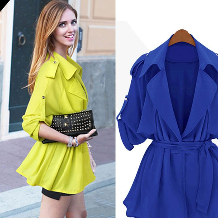 2017歐美秋裝外套 時尚女式修身長袖風衣歐美中長款風衣