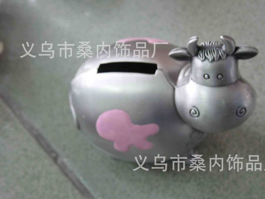 高品質(zhì)廠家供應(yīng)金屬電鍍動(dòng)物奶牛儲(chǔ)蓄罐儲(chǔ)錢罐會(huì)銷禮品