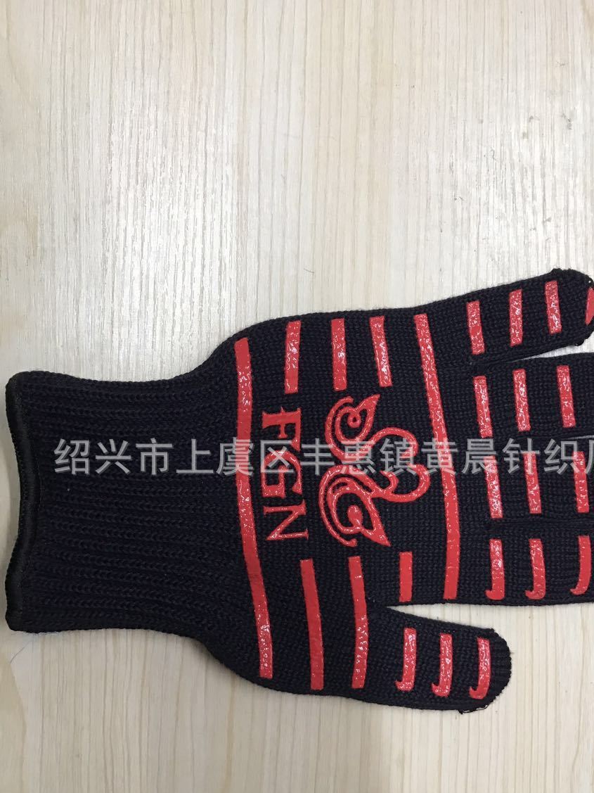 廠家定制加長耐高溫燒烤微波爐面包硅膠防燙手套 隔熱芳綸1313