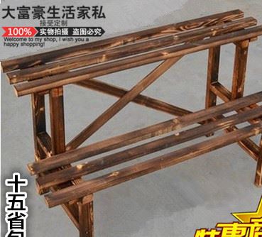 包郵碳化實(shí)木花架陽臺(tái)花架防腐木質(zhì)多層階梯架子戶外花盆架種菜架