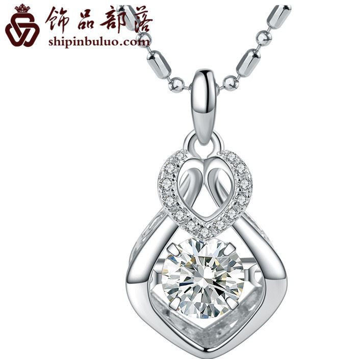 s925銀水滴靈動項鏈 女款會跳舞鑲嵌施華洛鋯石銀飾品批發(fā)