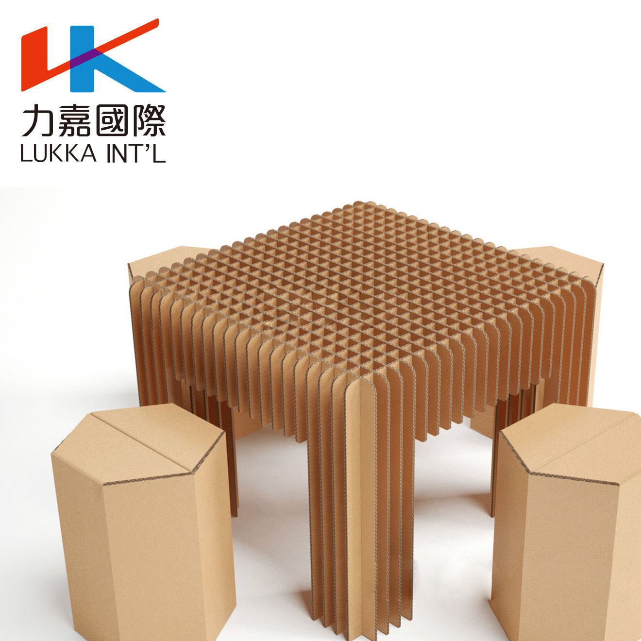 瓦楞纸家居 环保创意装饰 展会家具摆件 现代感百叶方桌