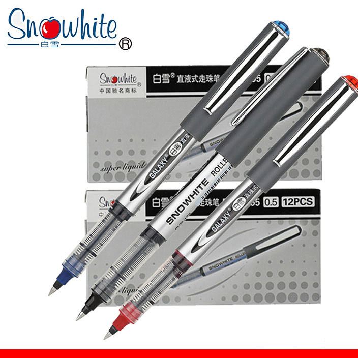 白雪直液式走珠筆商務(wù)辦公用中性筆黑0.5mm水筆簽字筆學(xué)生水性筆