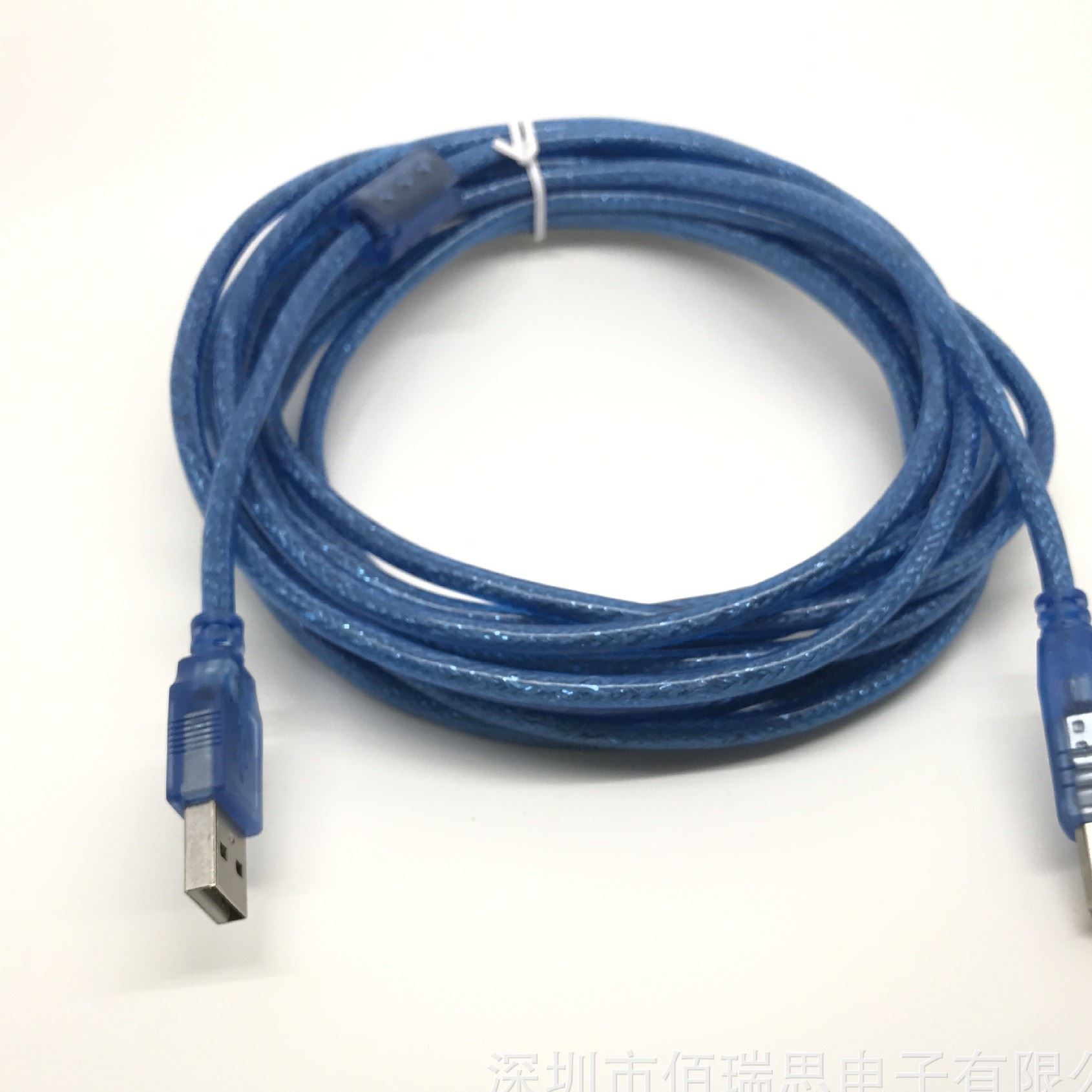 USB連接線 透明藍(lán)USB2.0打印機(jī)線 AM/BM 打印線 5M