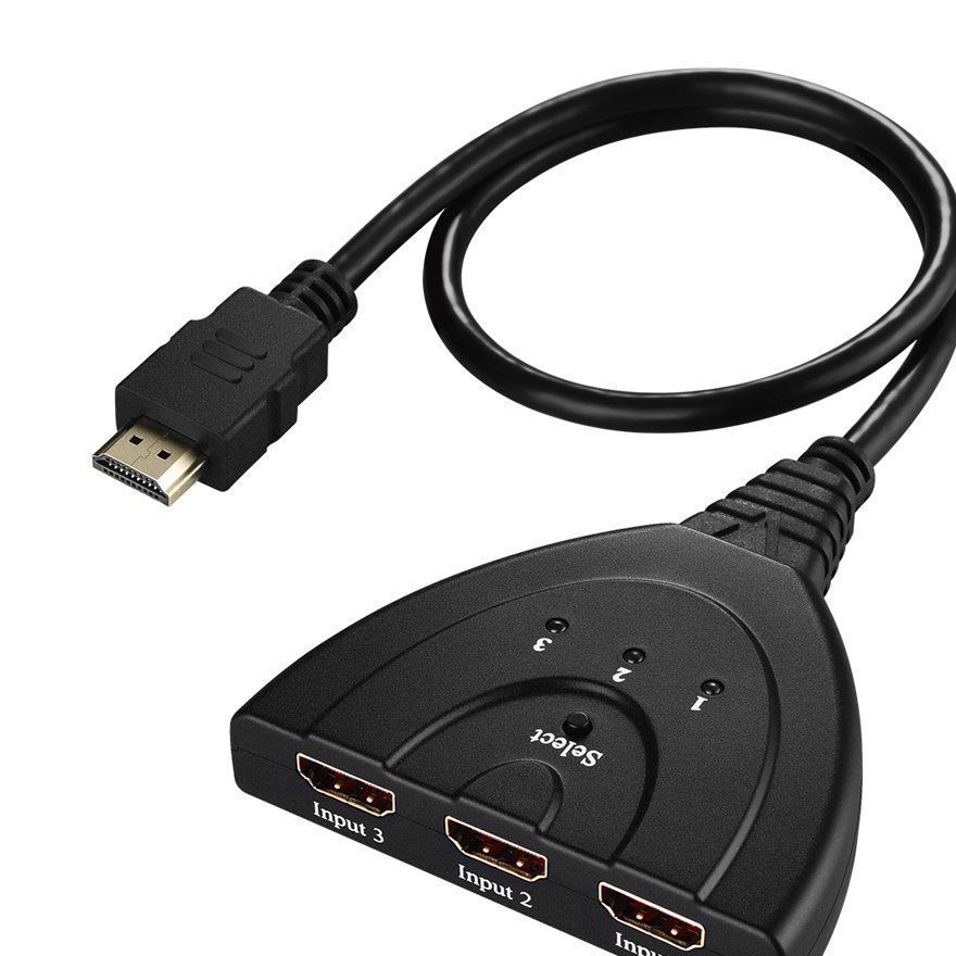 HDMI 3口分配器帶線，hdmi三進(jìn)一出切換器 3分1視頻分配器