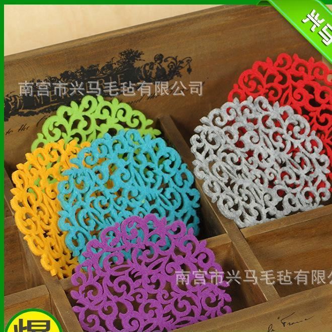 廠家直銷  創意隔熱墊碗墊 毛氈隔熱墊杯墊 鏤空造型杯墊