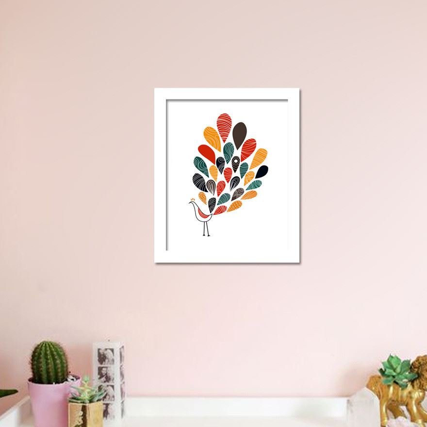 外貿出口 現代北歐卡通孔雀裝飾畫芯客廳墻畫家裝兒童房臥室掛畫