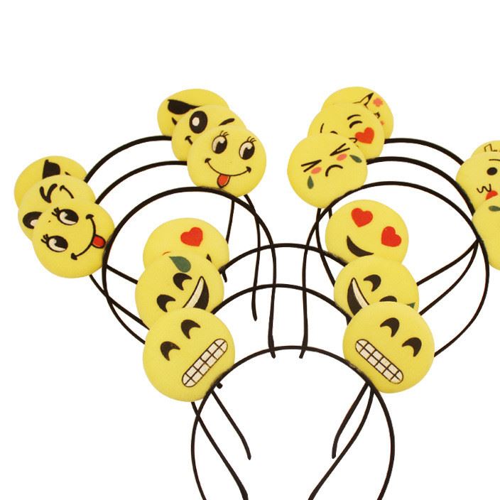 舞會派對兒童表演 emoji表情搞怪笑臉表情包 噴漆短毛絨頭箍批發
