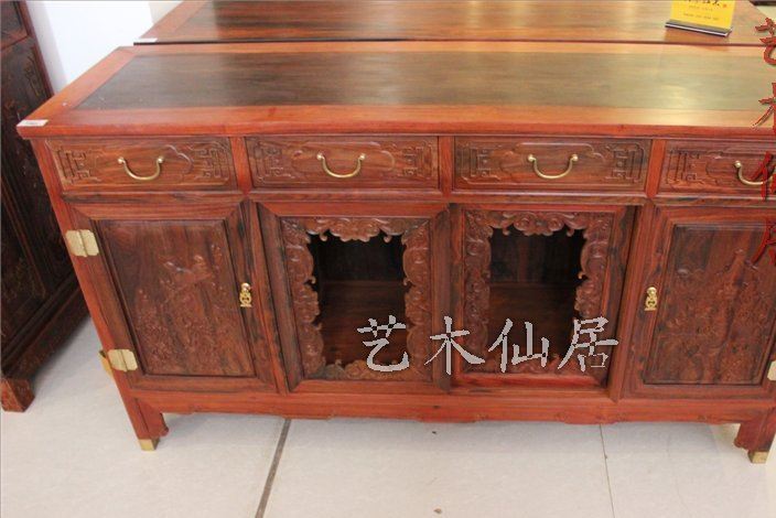 仙游紅木家具/老撾大紅酸枝/紅框黑板餐邊柜/明清家具/中式家具