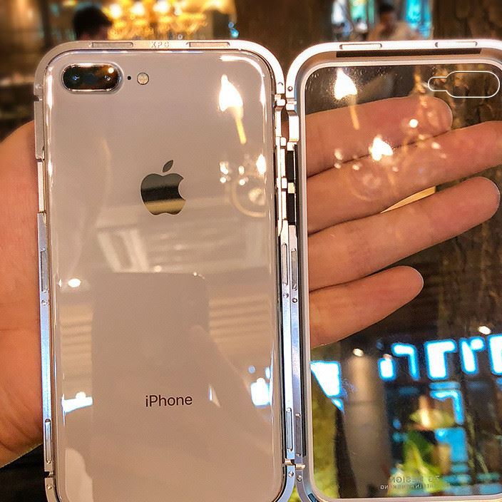 萬磁iphoneX手機(jī)殼金屬邊框蘋果8/7plus鋼化玻璃殼潮牌抖音同款