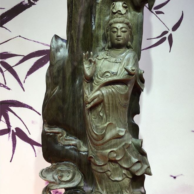 烏木陰沉金絲楠 觀音佛像 根雕木雕工藝品禮品批發(fā)擺件文玩