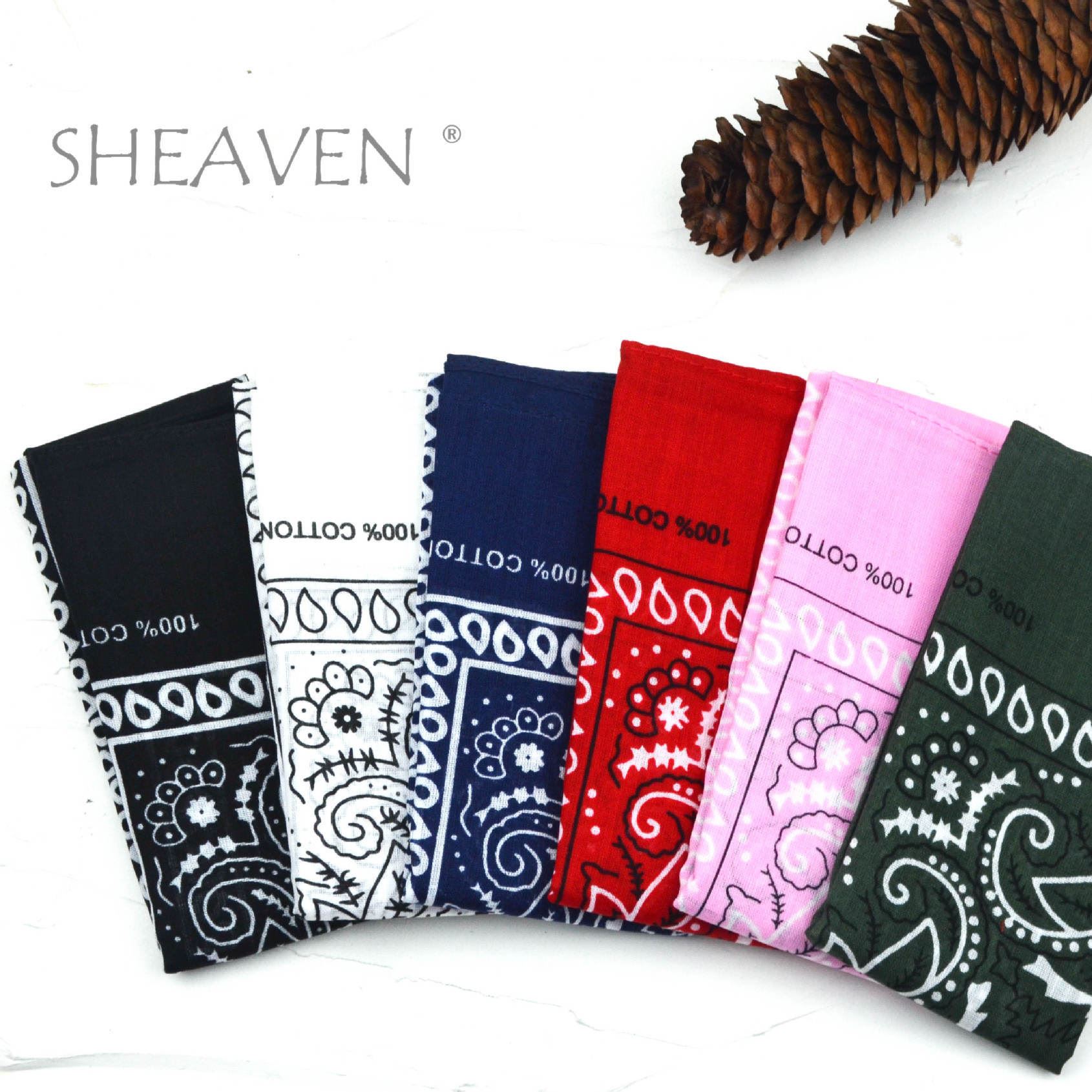 SHEAVEN棉歐美EXO鹿晗燦烈同款戶外騎行多功能頭巾腰果印花方巾