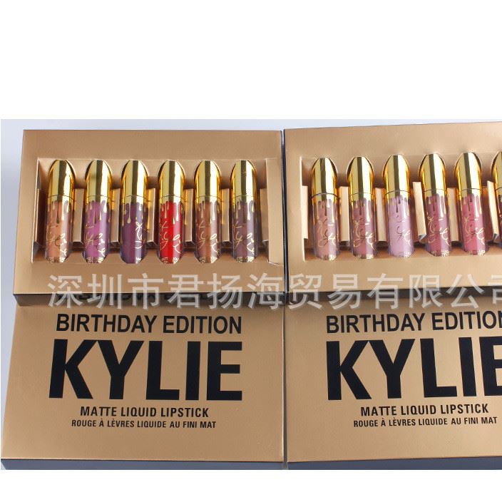 Kylie lip kit 金裝限量版迷你6支唇彩禮盒套裝不沾杯金色AB款