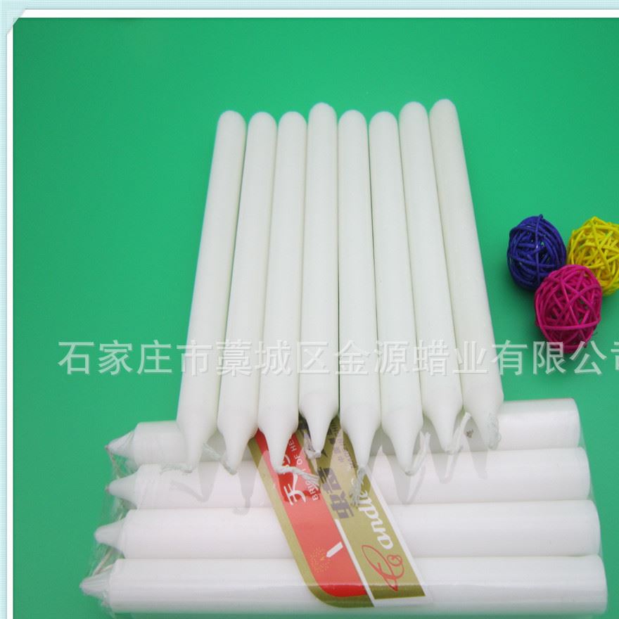 出口馬達(dá)加斯加10只一包玻璃紙包裝白色蠟燭，桿蠟，日常用蠟燭