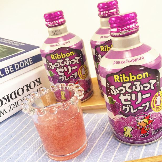 日本飲料 pokka Ribbon百佳葡萄果汁搖搖樂果汁果凍275g