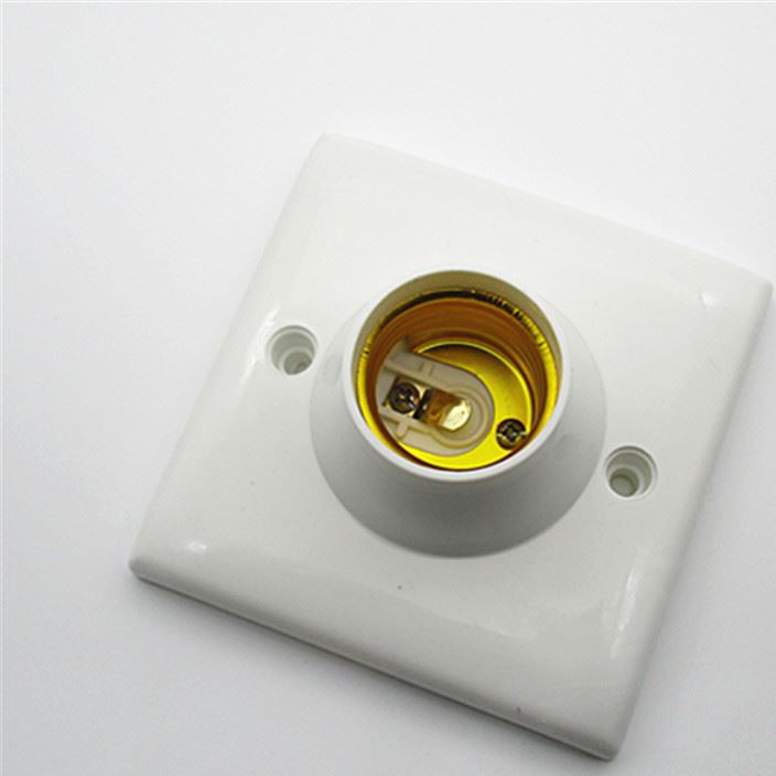 厂家直销 86暗装灯座 e27螺口灯头灯座 塑料方形灯座