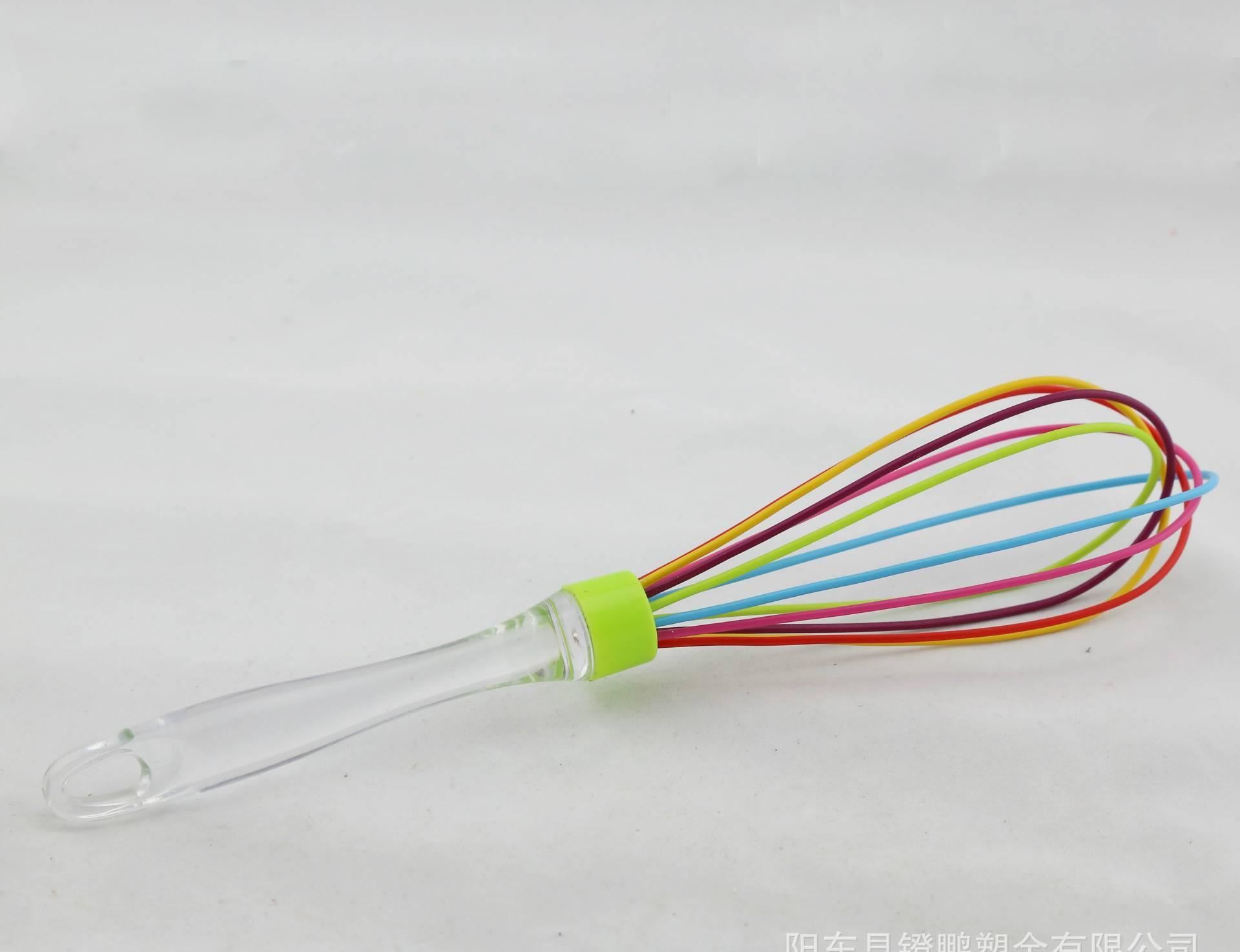 透明柄打蛋器，硅膠彩色攪拌器，塑料食物攪拌工具