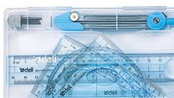 得力9609学生套尺三角尺15CM直尺量角器学生圆规尺子套装