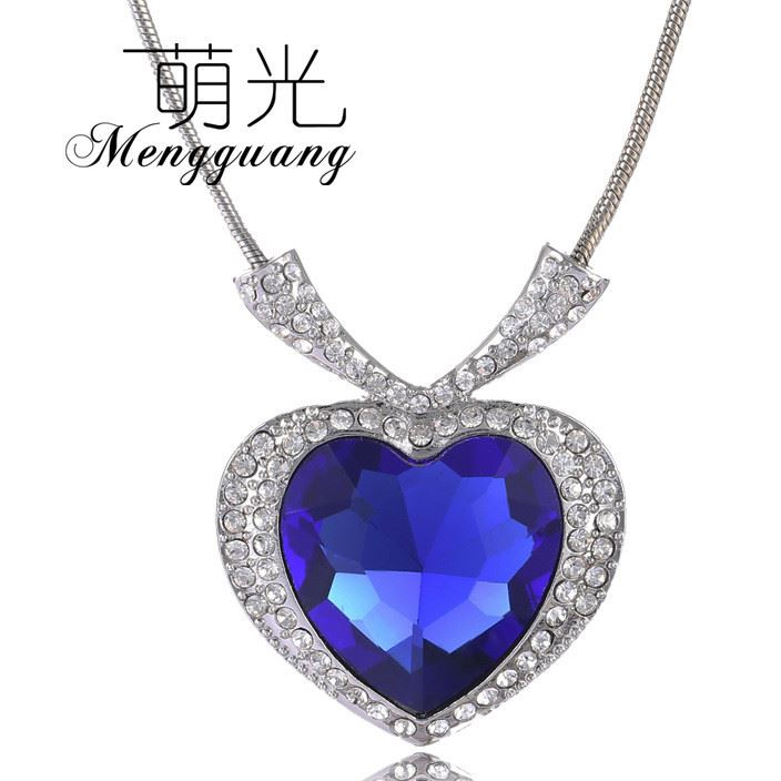 海洋之心水晶項鏈 出口歐美 泰坦尼克號紀念版同款 萌光飾品