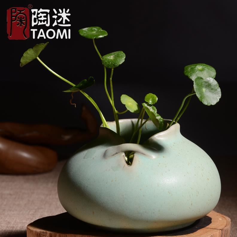 粗陶花瓶新品復(fù)古手工 花插陶瓷花器茶具擺件 居家陶藝小花瓶歐式