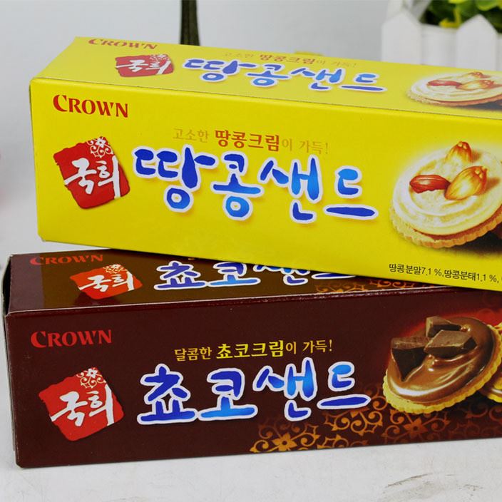 韩国零食品可瑞安可拉奥花生巧克力味夹心饼干70g盒装