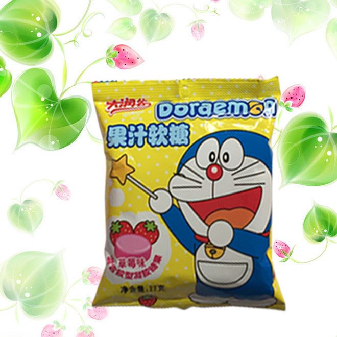 哆啦A夢草莓味果汁軟糖22g五連包婚慶休閑食品批發