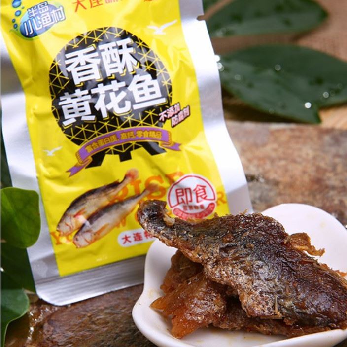 大連特產(chǎn)半島小漁村即食香酥辣黃花魚干小黃魚海鮮零食小吃散裝5