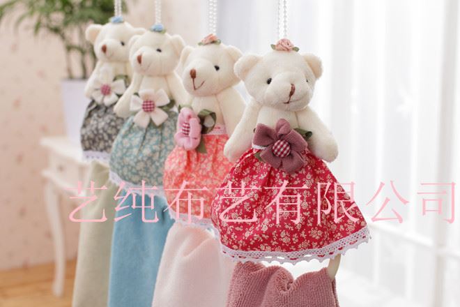 廠家低價  出售碎花毛線扣子花小熊可愛掛式擦手巾 超級吸水毛巾