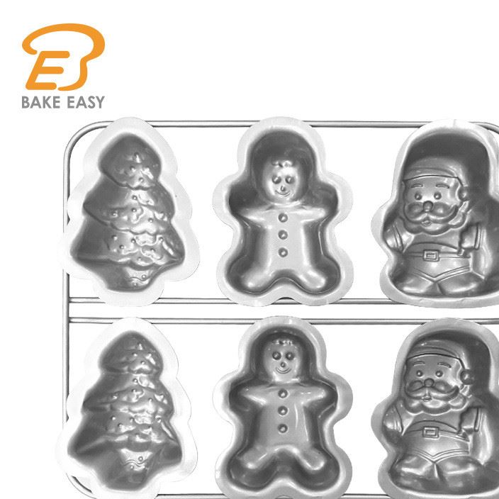 貝客易BakeEasy 銀色卡通圣誕六杯 蛋糕 創(chuàng)意模具 烘焙模具