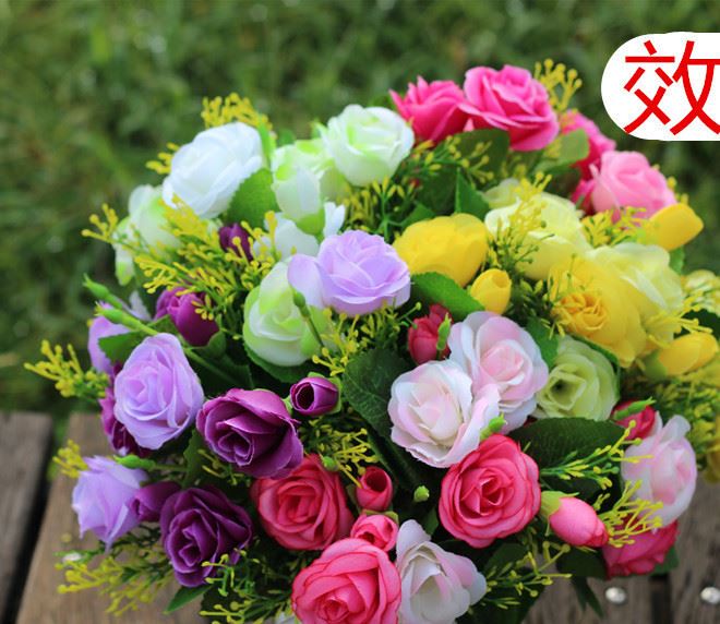批發(fā)15頭情人玫仿真小玫瑰花 仿花 拍攝背景道具 客廳裝飾品